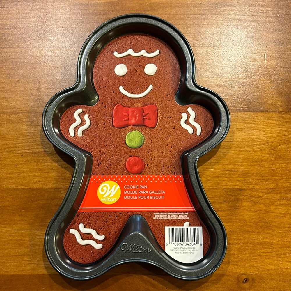 WILTON Cookie Pan Gingerbread Boy Pan Mold Sheet NWT Stock #2105-4384 12”x8”🎄🍪